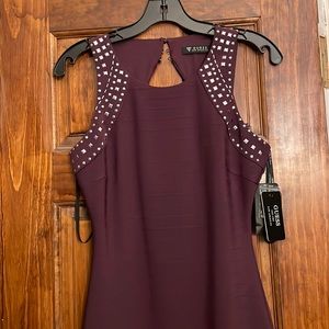 NWT Guess purple cocktail dress with rhinestones flattering back size 4